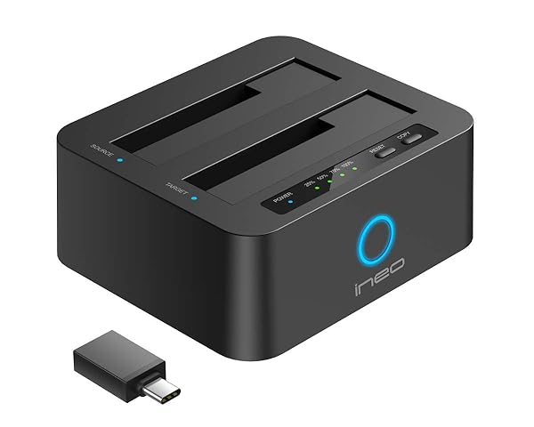 ineo USB3.0 to SATA Dual Bay Docking Station for 2.5 and 3.5 HDD SSD with Free USB Type C Adapter T3527-VIII+