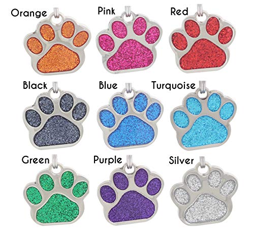 Personalized Glitter Purple Pet ID Tags for Dogs and Cats Custom Engraved Easy to Read Cute Design - Image 2