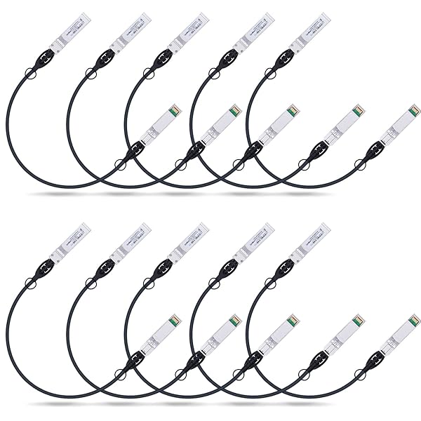 iPolex 10G SFP+ Twinax Cable 0.5m Direct Attach Copper DAC Passive Cable 10 Pack for Cisco Meraki Ubiquiti Mikrotik Intel Fortinet Netgear D-Link TP-Link