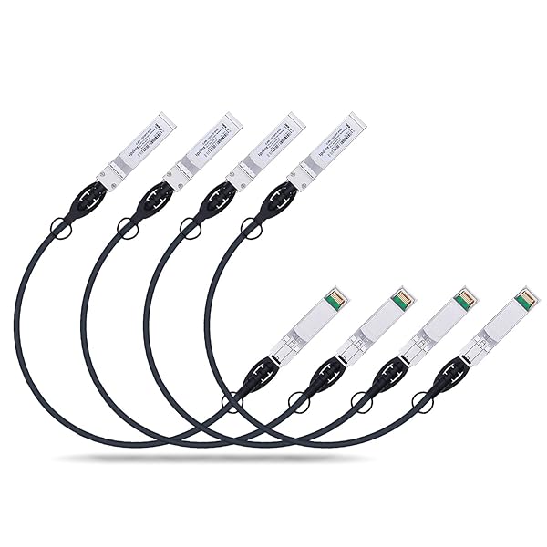 iPolex 10G SFP+ Twinax Cable 0.5m Direct Attach Copper Passive Cable 4 Pack Compatible with Cisco Meraki Ubiquiti Mikrotik and More
