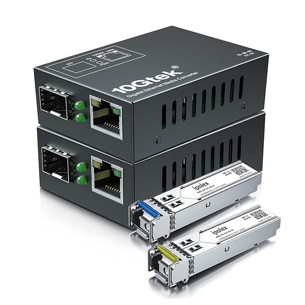 ipolex A Pair of Gigabit Single Mode Fiber Media Converter | Single Mode LC Fiber to Ethernet Media Converter| 10 100 1000M RJ45 to 1310nm SFP | Mini