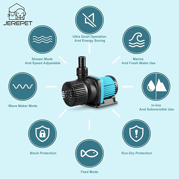 JEREPET 520GPH 20W 9FT Submersible Water Pump for Aquariums Fountains Hydroponics and Ponds - Image 7