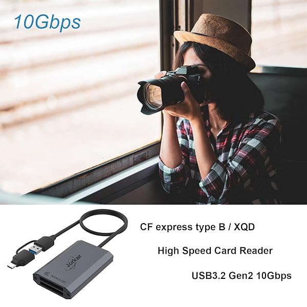 Jorkar CFexpress Type B and XQD Card Reader USB-C for Nikon Canon Panasonic 2in1 USB 3.2 10Gbps High Speed Memory Card Reader - Image 6
