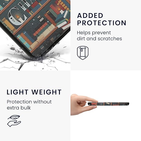 kwmobile Kindle Case (2022/2024) - Colorful eReader Cover with Library Motto for Ultimate Protection - Image 5