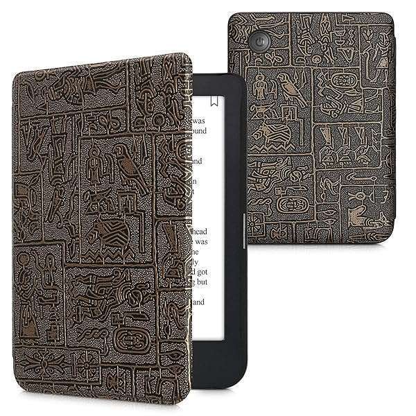 KWMobile Case for Kobo Clara 2E & Tolino Shine 4 - Egyptian Figures Gold/Black eReader Cover