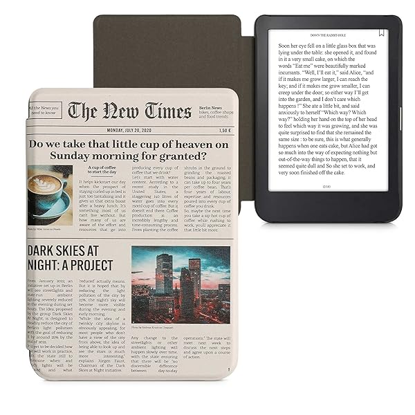 kwmobile Case Compatible with Kobo Clara 2E / Tolino Shine 4 Case - eReader Cover - Front Page Multicolor/Black/Sand - Image 10
