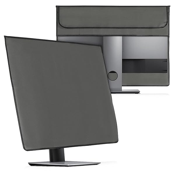 "kwmobile 3-IN-1 Monitor Cover for 27-28" Screens - Dark Grey Case with Mouse & Keyboard Storage"