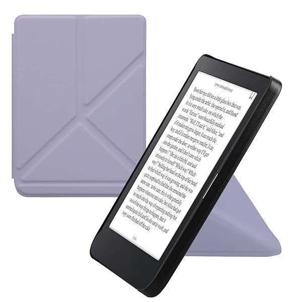 KWMobile Origami Case for Kobo Clara 2E & Tolino Shine 4 - Slim PU Leather Stand Cover in Lavender
