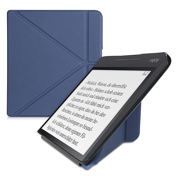 kwmobile Origami Case for Kobo Forma Slim PU Leather Cover with Stand Dark Blue