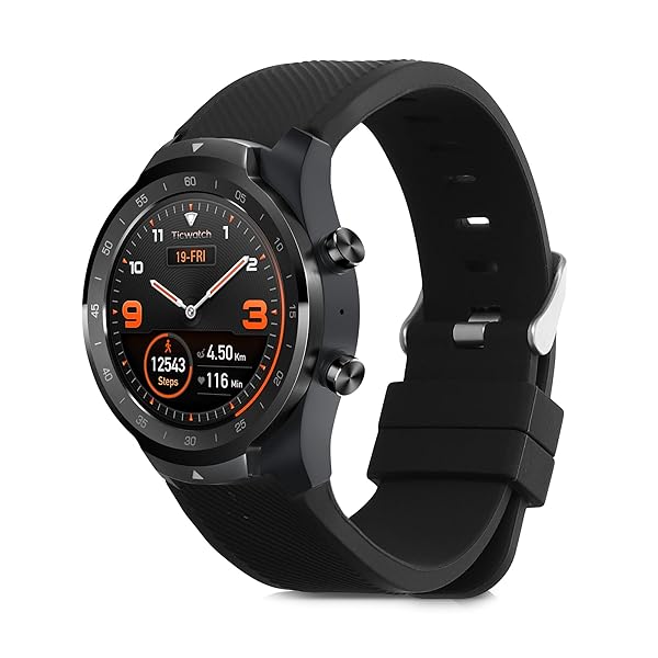KWMobile Black Silicone Strap for Ticwatch Pro - Durable Replacement Watch Band