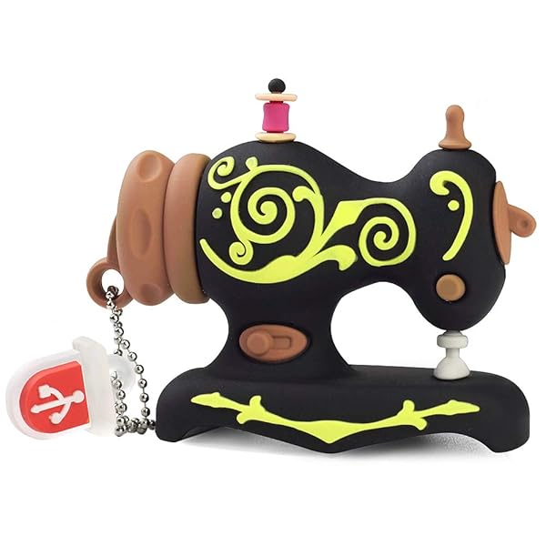 Leizhan 32GB Cute USB Flash Drive Embroidery Sewing Machine Design Black Memory Stick for Data Storage and Picture Transfer