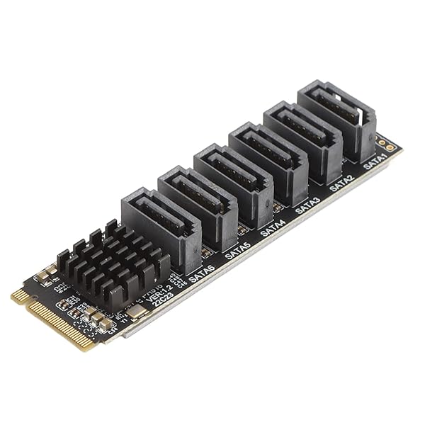 M2 to SATA 3.0 Adapter Card ASM1166 6Gbps 6 Port Expansion Interface with Smart Indicator for Fast Data Transfer