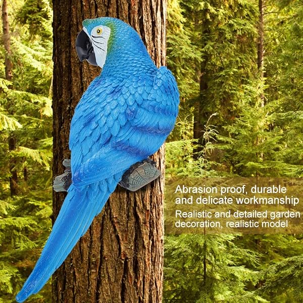 Maxmartt Parrot Decor Simulation Animal Bird Model Sculpture for Wall Decor Set of 4 Blue Parrots - Image 4