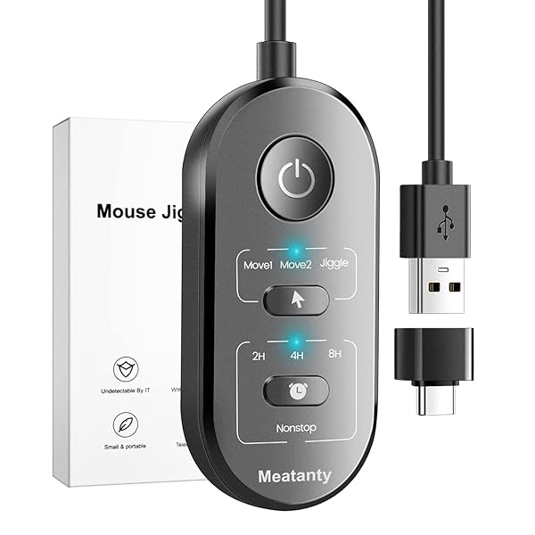 meatanty meatanty 3 in 1 Mouse Jiggler USB Mouse Mover with Timer, Separate Mode Selection and ON/Off Button, Mouse Shaker Wiggler Supports Multi-Track, Driver-Free and Plug&Play Keeps PC Active