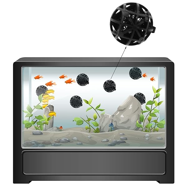 MEETOOT Bio Balls 100pcs Black 16mm Aquarium Filter Media for Clean Fish Tank and Pond Sponge Media - Image 7
