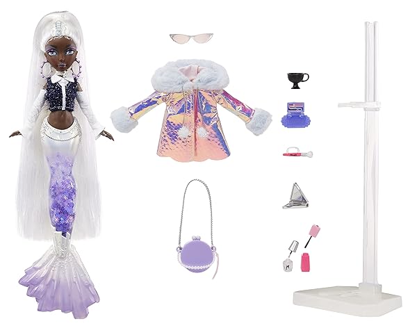Mermaze Mermaidz Winter Waves Crystabella Mermaid Fashion Doll with Color Change Fin Glitter Filled Tail and Accessories - Image 4