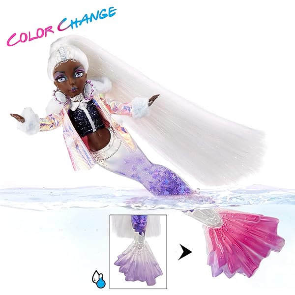 Mermaze Mermaidz Winter Waves Crystabella Mermaid Fashion Doll with Color Change Fin Glitter Filled Tail and Accessories - Image 6