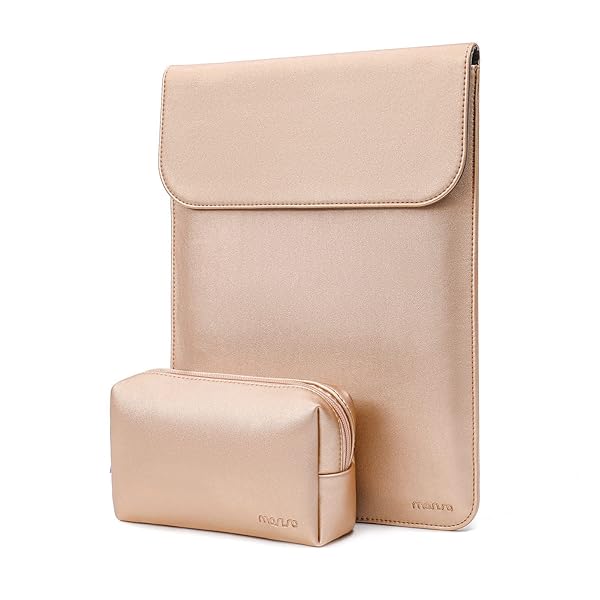 MOSISO MOSISO 13 Inch Laptop Case Sleeve for MacBook Air Pro M1 M2 Faux Suede Leather with Small Bag in Rose Gold