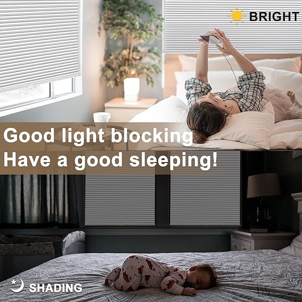 MYshade Cellular Shades Blackout Blinds Cordless Window Blinds Honeycomb Shades for Indoor Windows White 36 W x 72 H - Image 5