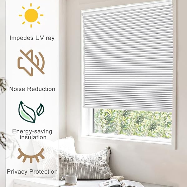 MYshade Cellular Shades Blackout Blinds Cordless Window Blinds Honeycomb Shades for Indoor Windows White 36 W x 72 H - Image 6