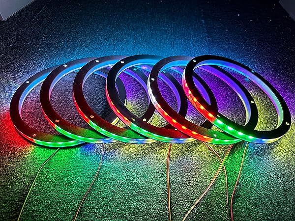 NA 6PCS 6.5 Inch Car LED Speaker Ring Light Kit Dream Color Chasing Flow Remote and APP Controlled Spacer Ring Light - Image 5