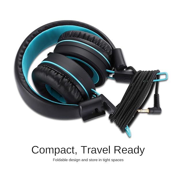 Noot Products Kids Headphones K11 Foldable Stereo Tangle-Free Wired On-Ear Headset for iPad Kindle Fire School Travel Black - Image 5