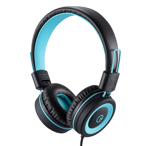 noot products Noot Products Kids Headphones K11 Foldable Stereo Tangle-Free Wired On-Ear Headset for iPad Kindle Fire School Travel Black