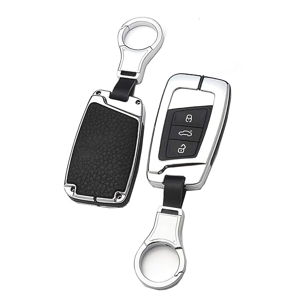 ontto Full Protection Key Fob Cover for VW Smart Remote Key Shell Black with Keychain for Volkswagen Key Holder