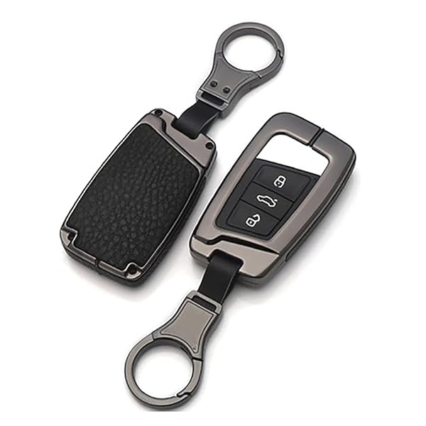 Ontto Full Protection Key Fob Cover for VW Smart Remote Key Shell Black with Keychain for Volkswagen Key Holder