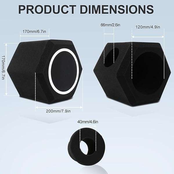 Penypeal Microphone Wind Shield & Pop Filter - Acoustic Foam for Studios, Noise Reduction & Sound Isolation, Black - Image 8