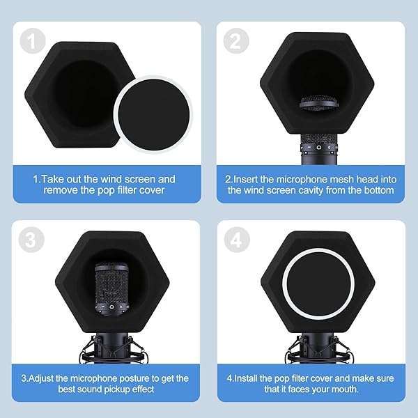 Penypeal Microphone Wind Shield & Pop Filter - Acoustic Foam for Studios, Noise Reduction & Sound Isolation, Black - Image 9