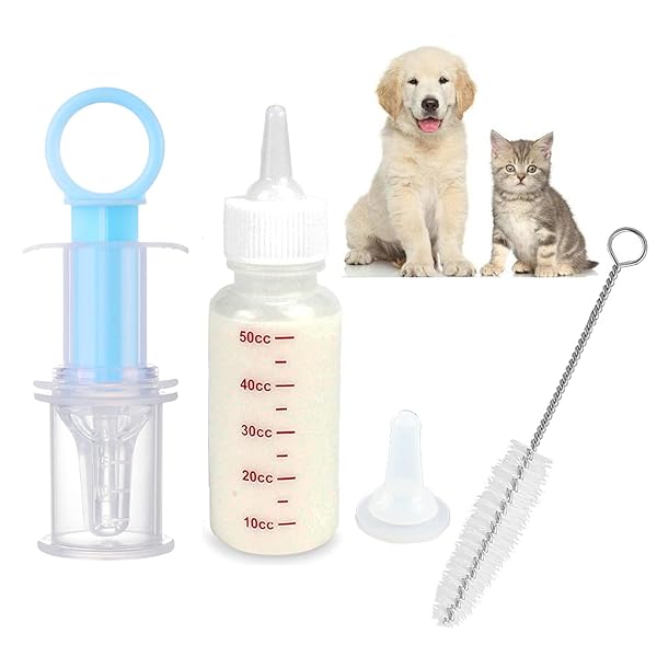 Pet Nursing Bottle Kit for Dogs and Cats Soft Tip Feeding Tool and Liquid Watering Syringe - Image 2