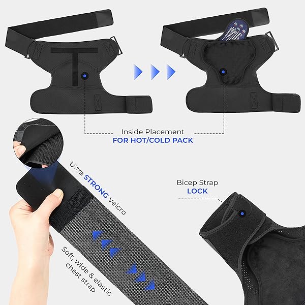 POAGL Shoulder Brace for Men Left and Right Arm Pain Relief Torn Rotator Cuff Compression Support Sleeve Black X-Large - Image 6