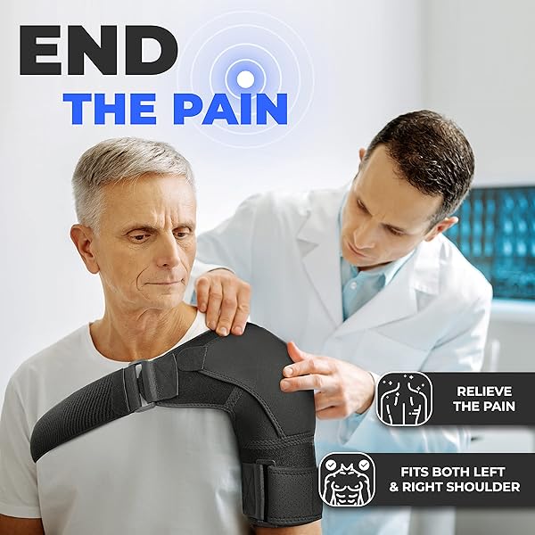 POAGL Shoulder Brace for Men Left and Right Arm Pain Relief Torn Rotator Cuff Compression Support Sleeve Black X-Large - Image 9