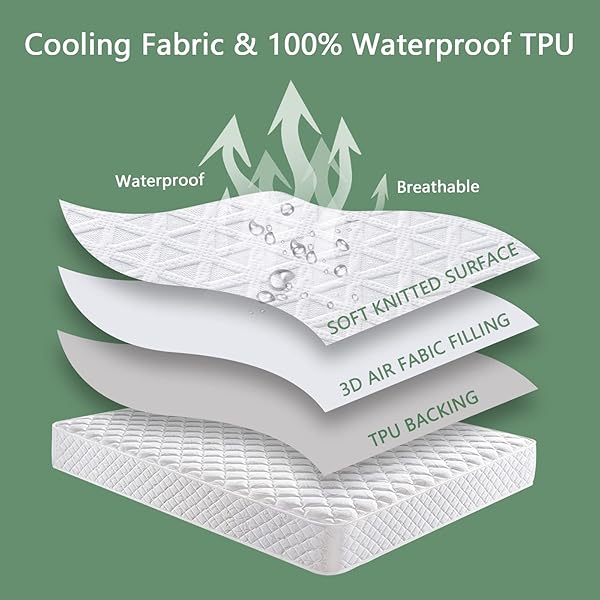 Premium Waterproof Mattress Protector Twin XL Breathable Cooling Bed Cover Soft Noiseless Washable Deep Pocket 8 to 21 Inches - Image 8