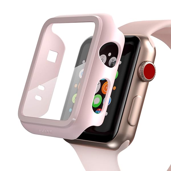Buy Pzoz Slim Case for Apple Watch Series 2/3 - 42mm Screen Protector & Matte Bumper in Pink | Full Coverage Defense for iWatch