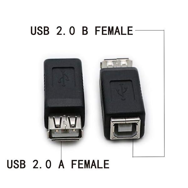 2 Pack USB 2.0 AF/BF Adapter - Type A Female to Type B Female Connector for Laptop, Printer, Camera & Hard Drive - Image 4