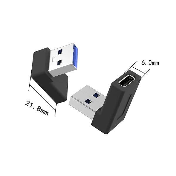 Right Angle USB A to USB C Adapter 2-Pack - 90 Degree Connector for Fast 5Gbps Data Transfer with Laptops & Phones - Image 7