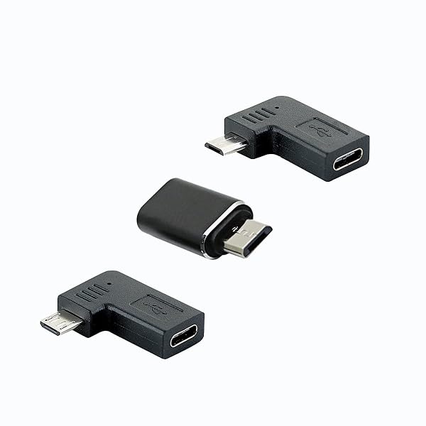 rgzhihuifz USB-C Type-C Female to Micro USB 2.0 5Pin Male Data Adapter 90 Degree Left & Right Angled Type,3 Pack