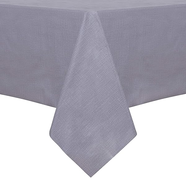 "Buy Sancua 100% Waterproof PVC Tablecloth 54x78" - Oil & Spill Proof Grey Vinyl Cover for Dining, Buffets & Camping"