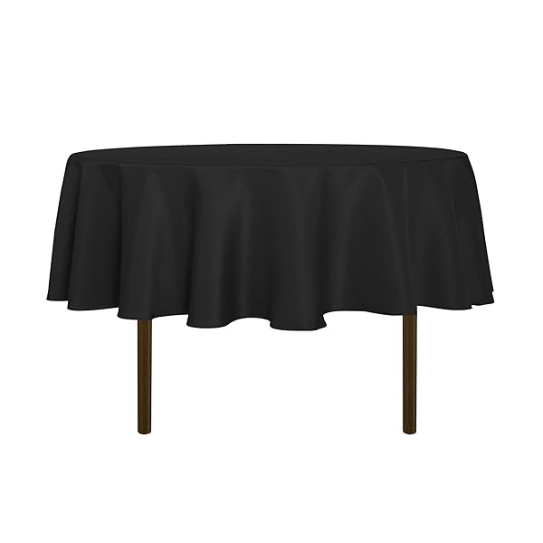 60-Inch Sancua Round Tablecloth - Water Resistant, Washable Polyester for Dining, Buffets & Camping - Black Decorative Table Cover