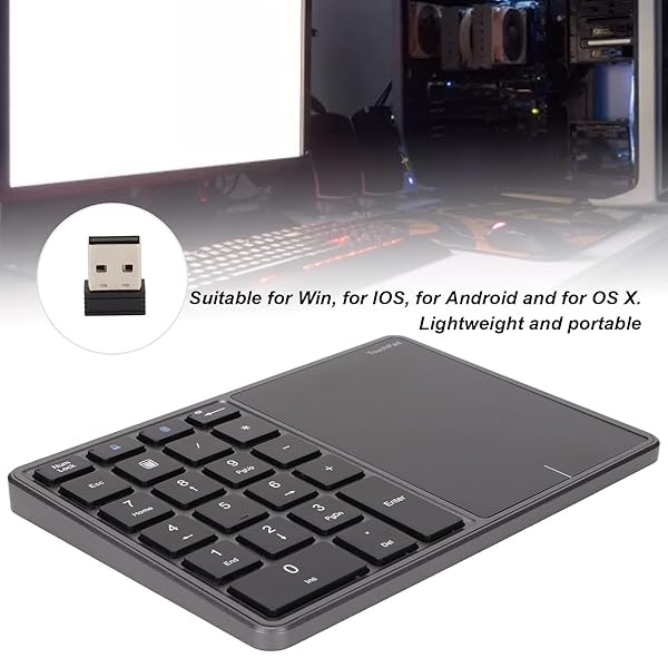 Sanpyl Numeric Keypad 22 Keys 2 in 1 Bluetooth 4.2 Touchpad Type C Charging Financial Accounting Keyboard for Laptop PC Desktop Iron Gray - Image 4