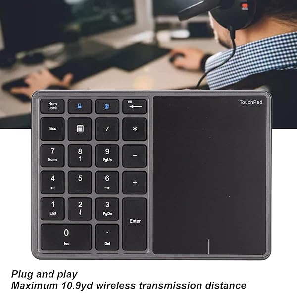 Sanpyl Numeric Keypad 22 Keys 2 in 1 Bluetooth 4.2 Touchpad Type C Charging Financial Accounting Keyboard for Laptop PC Desktop Iron Gray - Image 5