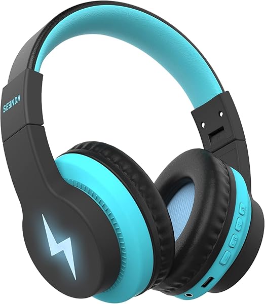 seenda Kids Bluetooth Headphones Boys, JCH-01 Kids Wireless Headphones for School, 85 94dB Volume Limited, 45H Playtime, 3 Lighting Modes, Built-in