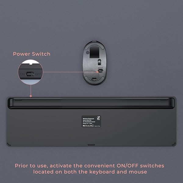 Seenda Rechargeable Wireless Keyboard Mouse Combo Full Size Cordless Ultra Thin Quiet Keyboard and Mouse Set Rose Gold Black - Image 8