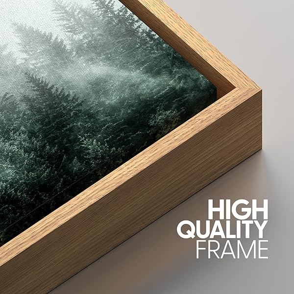 SIGNWIN Framed Canvas Print Woodland Nursery Decor Misty Green Mountain Forest Art for Living Room Bedroom Office 16x24x3 Natural - Image 6