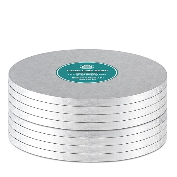 Silver 16 Inch Round Cake Drum Boards 1/2 Inch Thick Smooth Edges for Multi Tiered Birthday and Wedding Cakes