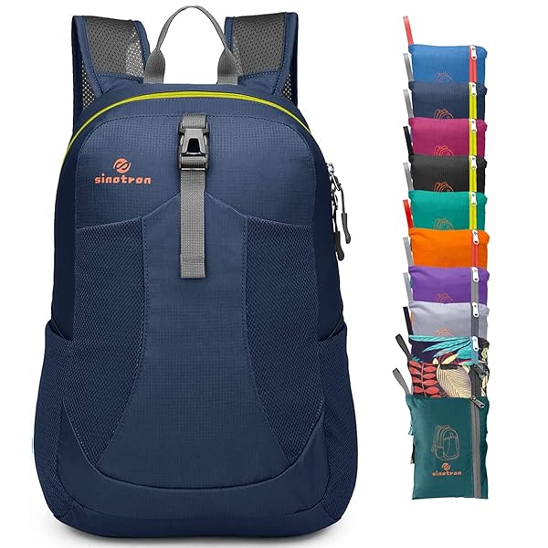 Sinotron Lightweight Packable Backpack Small Foldable Hiking Day Pack for Travel Camping Outdoor Vacation Dark Blue
