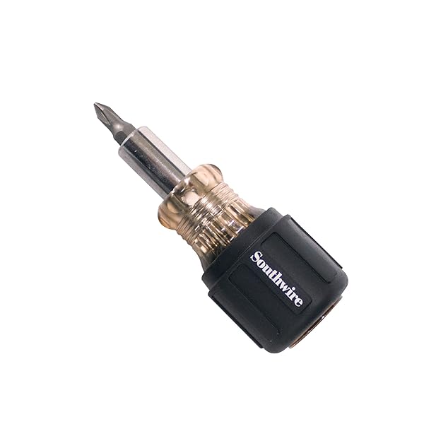 Southwire SDS6N1 58739740 Stubby Multibit Screwdriver One Size Black for Quick and Easy Fastening