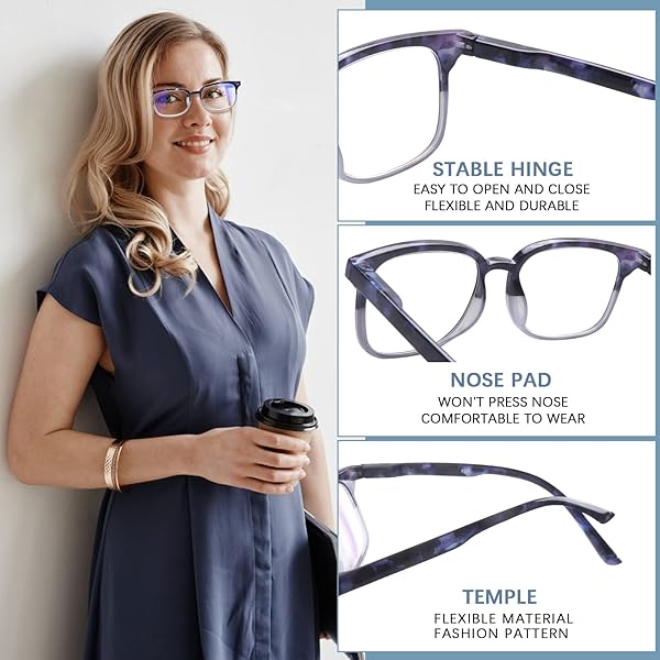 STASTEND 5 Pack Blue Light Blocking Reading Glasses for Women with Spring Hinge Multicolor C3 0.5 Computer Readers - Image 6